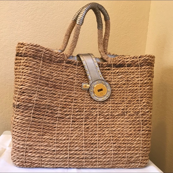 michael kors straw backpack